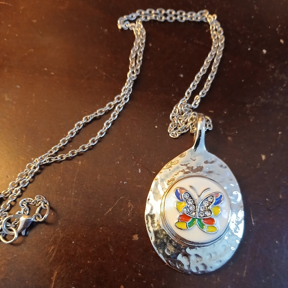 Silver Butterfly Pendant Necklace